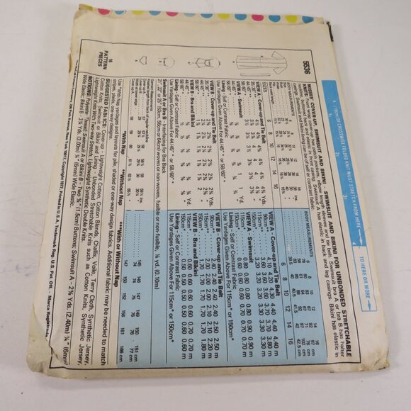 McCalls 5536 clothing pattern Swimsuit, Bikini, Cover up, Robe - Picture 6 of 7